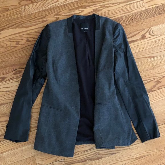 Trouve Faux Leather Sleeve Blazer - Picture 3 of 8
